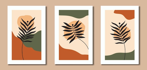 Flor de colección de portadas de arte de pared dibujada a mano