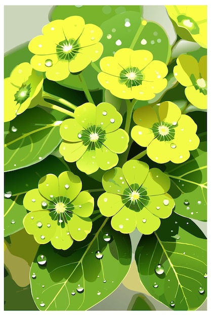 flor colorida con hojas verdes ilustración y vector