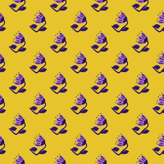 Flor contemporánea de patrones sin fisuras Fondo de flores estilizadas lindas Fondo de pantalla botánico ingenuo decorativo