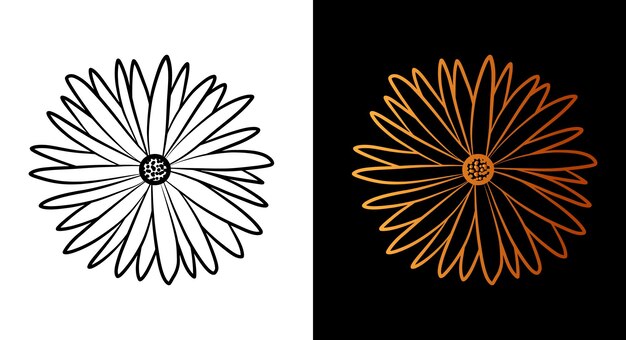 Flor contorno icono simple garabato boceto línea arte estilo negro y oro floral botánica conjunto Belleza elegante logotipo elemento de diseño Gráfico aislado símbolo dibujo Plano floral forma Tarjeta de impresión de boda