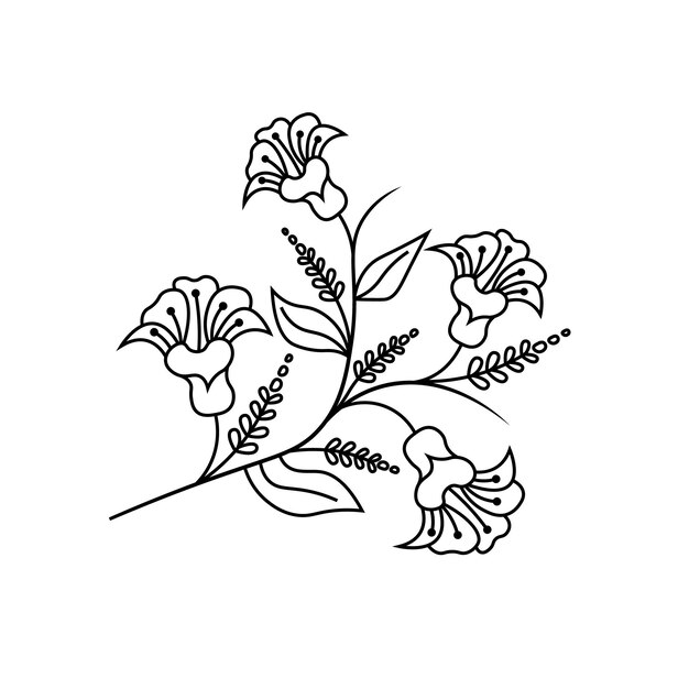 flor contorno vector colorear página diseño floral ilustración
