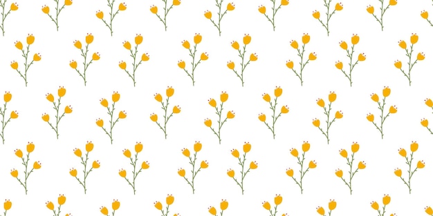 Flor sin costuras Patrón sobre fondo blanco Diseño floral de primavera que repite para imprimir Textura vectorial plana de verano Ornamento minimalista botánico Fondo natural para textiles y envolturas