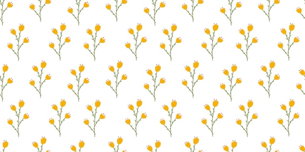 Flor sin costuras Patrón sobre fondo blanco Diseño floral de primavera que repite para imprimir Textura vectorial plana de verano Ornamento minimalista botánico Fondo natural para textiles y envolturas