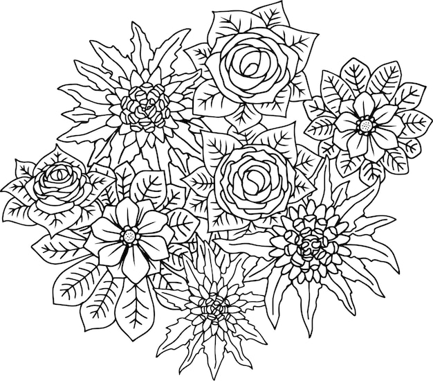 Flor de cubo de diseño de esquema vectorial para colorear página
