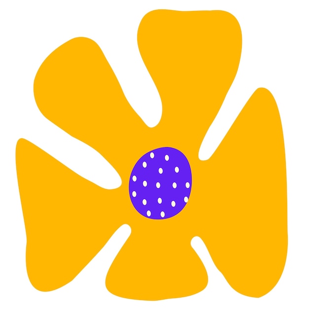 Flor con curvas en estilo retro hippie Flores estéticas al estilo de Matisse