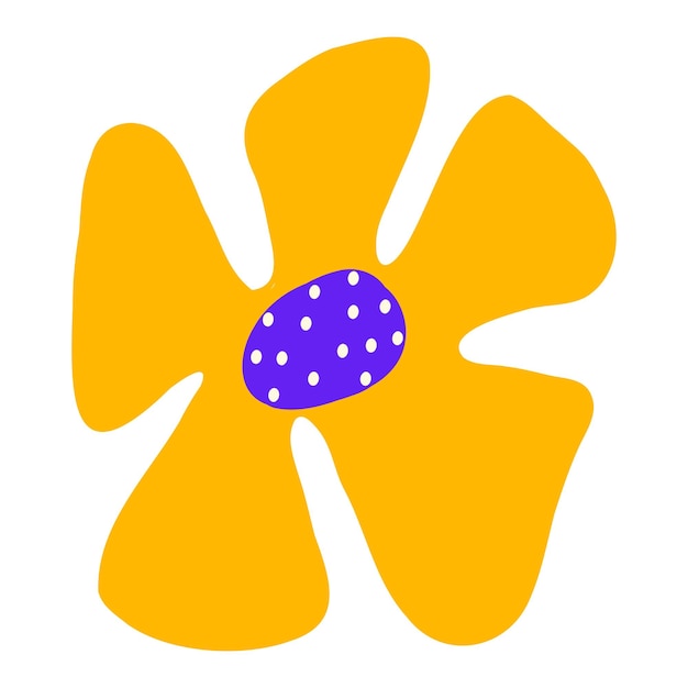 Flor con curvas en estilo retro hippie Flores estéticas al estilo de Matisse