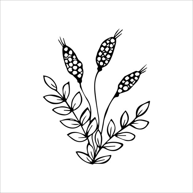 Flor dibujada a mano elemento de garabato único para colorear imagen vectorial en blanco y negro