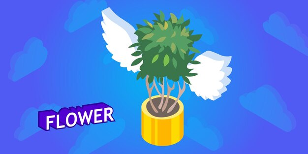 Flor diseño isométrico icono Vector web ilustración 3d colorido concepto
