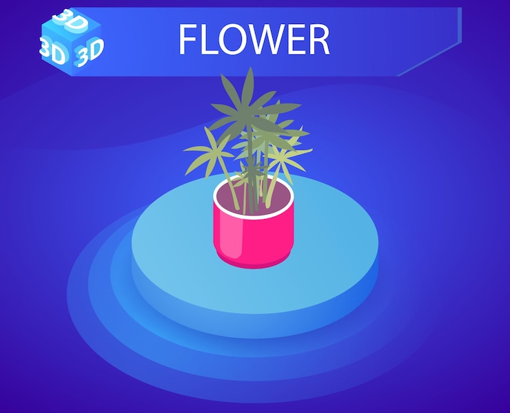 Vector flor diseño isométrico icono vector web ilustración 3d colorido concepto