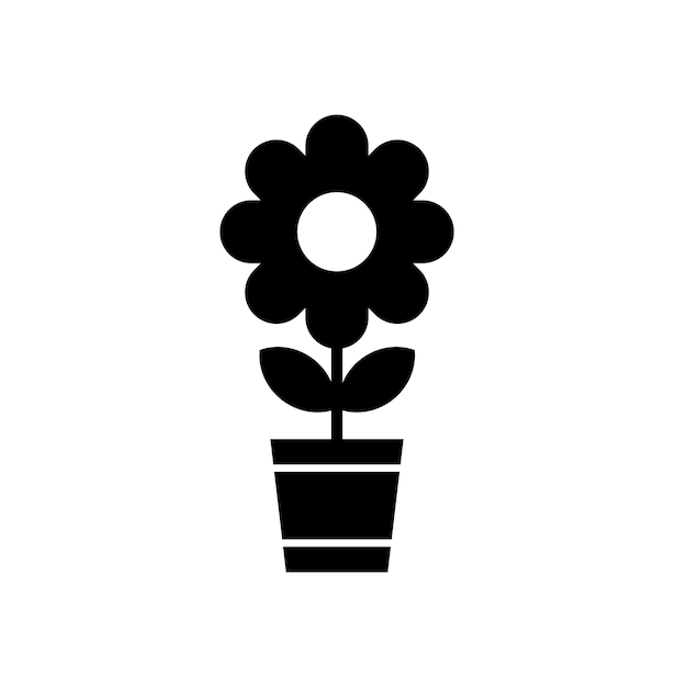 Flor en el diseño de vector de icono de olla