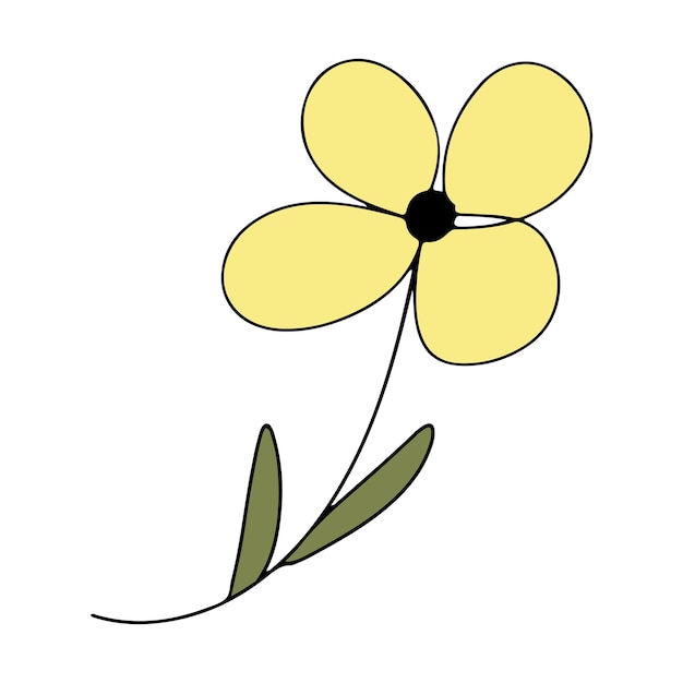 Flor de doodlestyle amarilla sobre blanco