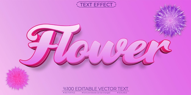 Vector flor editable y efecto de texto escalable