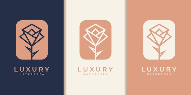 Flor elegante minimalista rosa belleza. logo uso cosmética, yoga y spa logo inspiración