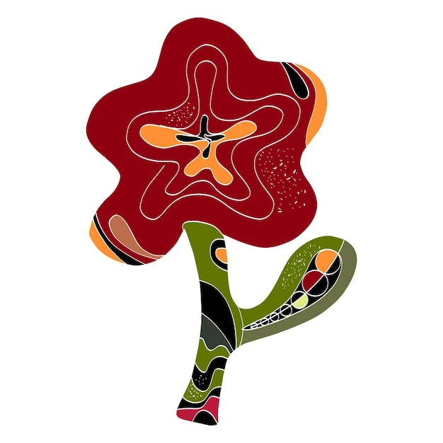 Flor Elemento de arte popular estilizado Estilo ingenuo Elemento de clipart aislado vectorial