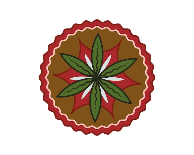 Flor eslava popular. rueda floral verde y roja del folclore. elemento redondo étnico.