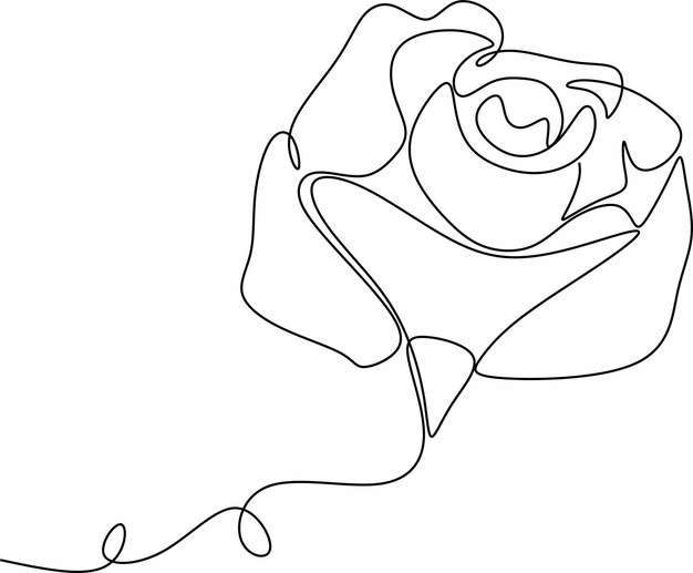 La flor está dibujada como una línea continua Ilustración vectorial sin inteligencia artificial