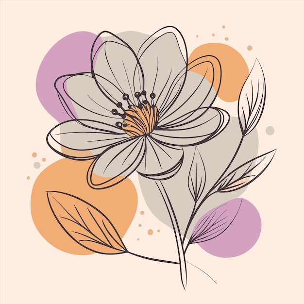 una flor está dibujada en un fondo rosa