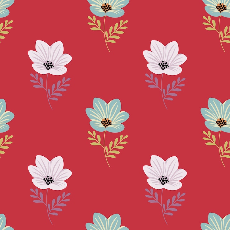 Vector flor estilizada de patrones sin fisuras ilustración botánica linda fondo floral abstracto