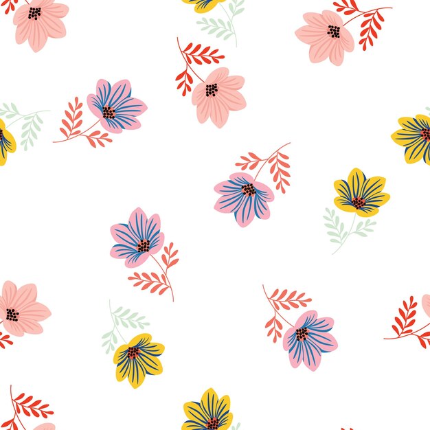 Flor estilizada de patrones sin fisuras Ilustración botánica linda Fondo floral abstracto