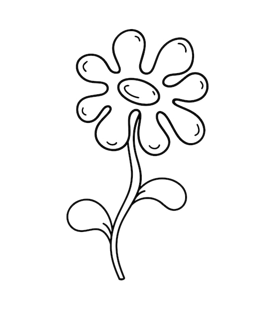 Flor en estilo de dibujo de línea continua Dibujo lineal negro aislado sobre fondo blanco