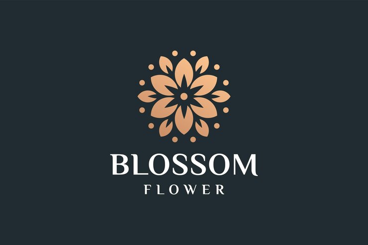 Flor flor oro degradado spa logo design
