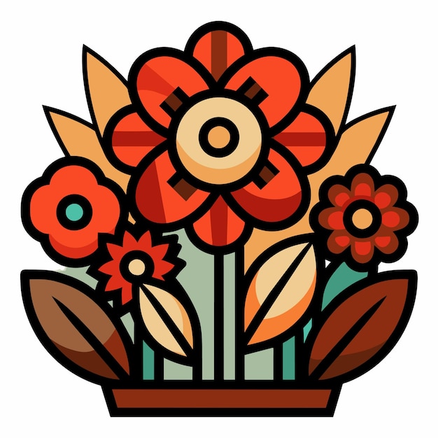Flor flora marco de borde dibujado a mano pegatina de dibujos animados icono concepto ilustración aislada
