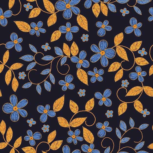Flor floral ucraniana bordado de patrones sin fisuras. Ilustración étnica vectorial