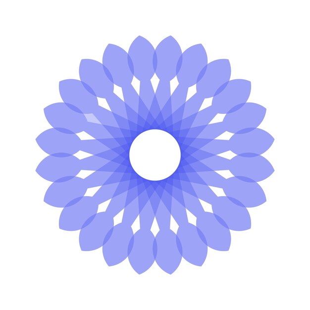 Vector una flor con un fondo blanco y una flor azul en el medio.