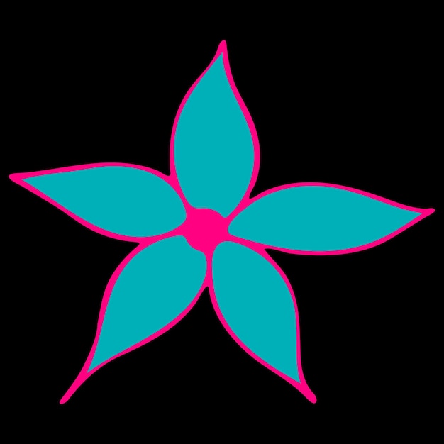 Vector flor de garabato colorido aislada sobre fondo negro ilustración de flor dibujada a mano