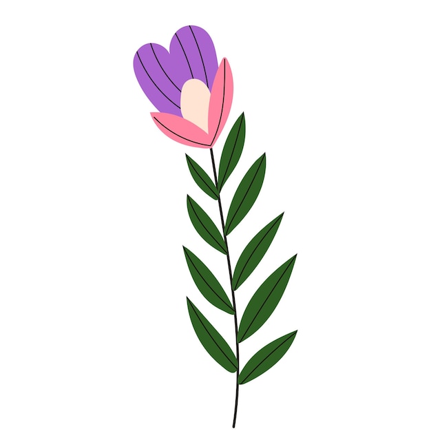 flor, en, garabato, estilo, aislado, vector