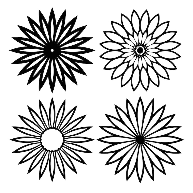 Flor de garabato redonda ornamental aislada sobre fondo blanco. Mandala de contorno negro. círculo geométrico