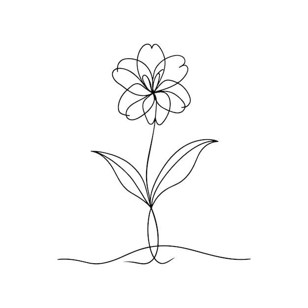 Flor de genciana Ilustración vectorial plana de arte de línea continua sobre fondo blanco