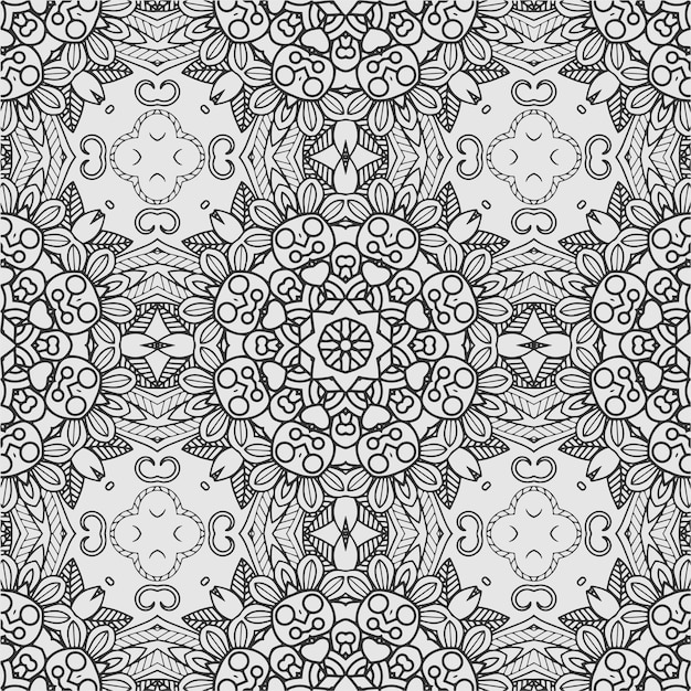 Flor geométrica vectorial para colorear Libro de formas y trama de fondo.