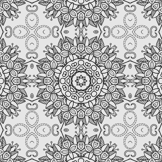 Flor geométrica vectorial para colorear Libro de formas y trama de fondo.
