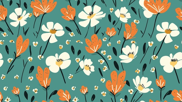 flor hojas patrón floral dibujado a mano botánico transparente