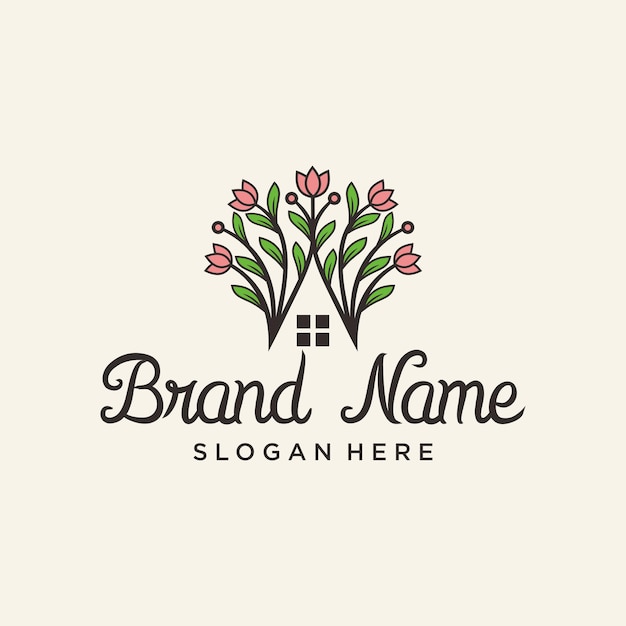 Vector flor home premium vector logo