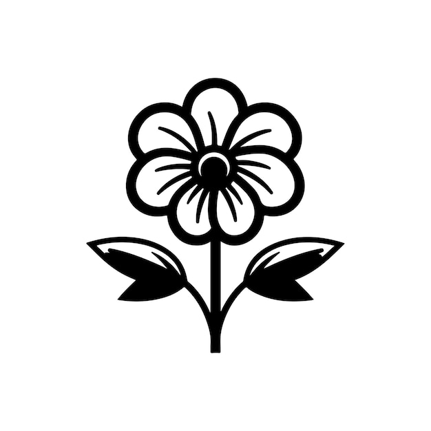 Flor icono vector logo blanco y negro