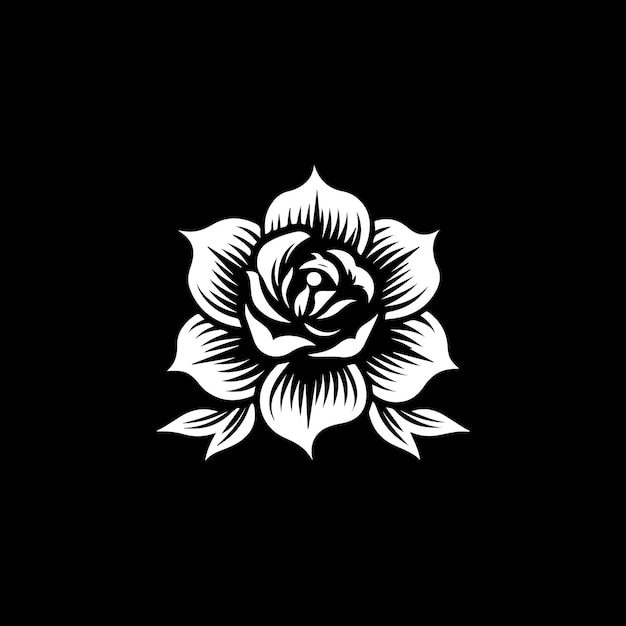 Flor icono vector logo blanco y negro