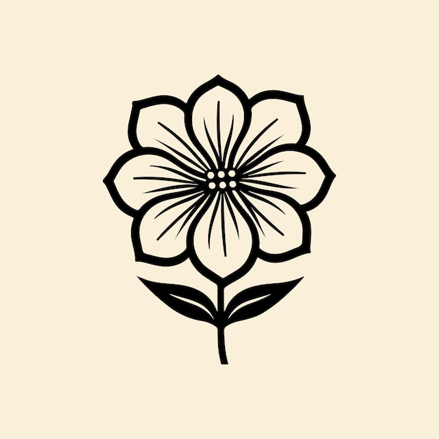 Flor icono vector logo blanco y negro