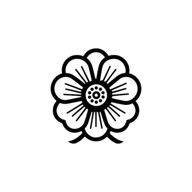 Flor icono vector logo blanco y negro