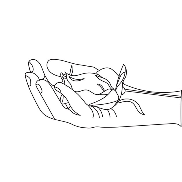 Flor en la ilustración de vector de arte de línea de mano