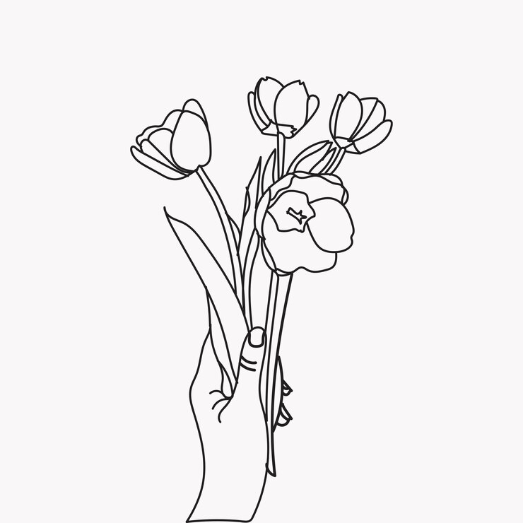 Flor en la ilustración de vector de arte de línea de mano