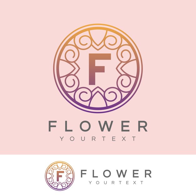 flor inicial letra F diseño de logotipo