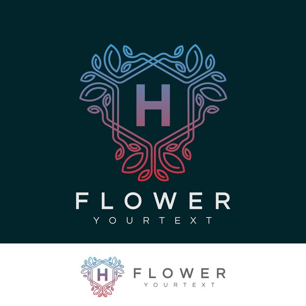 Flor inicial letra h diseño de logotipos