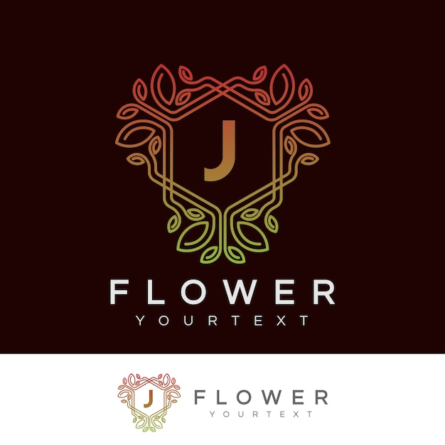 flor inicial letra J diseño de logotipo