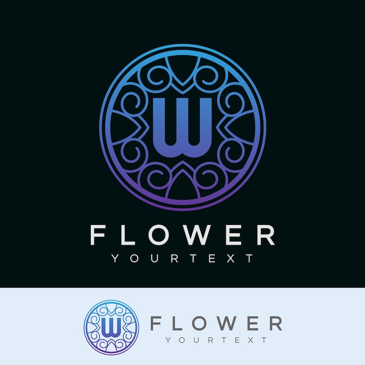 Vector flor inicial letra w diseño de logotipos