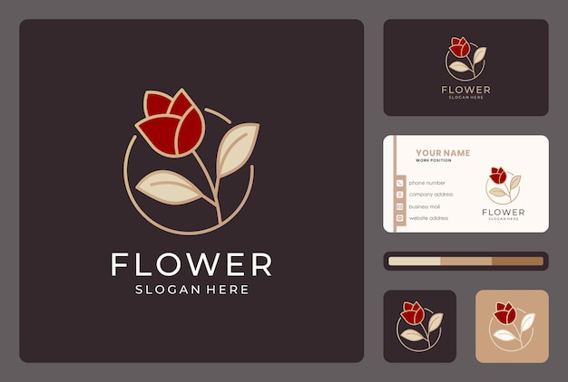 Flor de inspiración, floral, diseño de logotipo de naturaleza con tarjeta de visita.