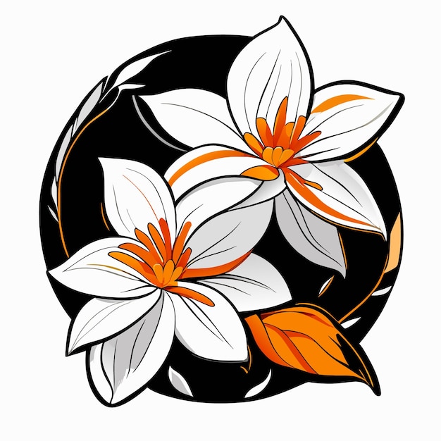 Flor de jazmín naranja hermoso estilo de dibujos animados fondo blanco.