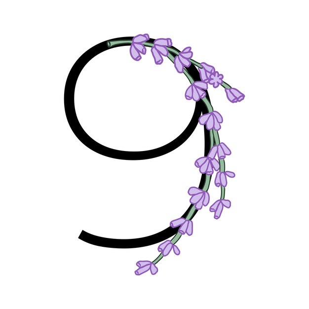 Flor de lavanda número de flor violeta pequeña para el diseño de la boda de la tarjeta o invitación ilustraciones vectoriales aisladas en fondo blanco para el diseño floral de verano