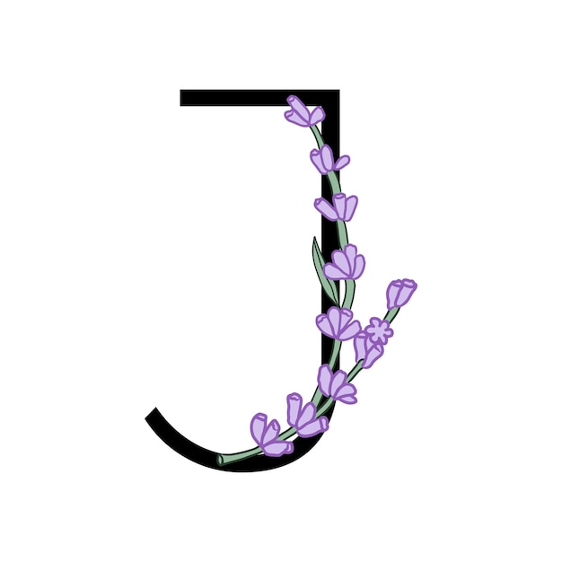 Flor de lavanda violeta pequeña flor alfabeto para el diseño de tarjetas o invitaciones ilustraciones vectoriales aisladas en fondo blanco para el gesto floral de verano